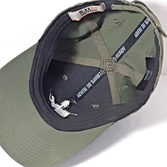 5 11 Tactical Hat Adjustable Cap Khaki Green Embroidered Rise Up - Picture 6 of 8